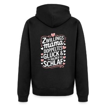 Zwillingsmutter Twin Mom Mama von Zwillingen - Unisex Premium Bio Zip Hoodie - Schwarz - Hinten - Nico (187cm)