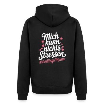 Zwillingsmama Mama von Zwillingen Zwillings Mutter - Unisex Premium Bio Zip Hoodie - Schwarz - Hinten - Nico (187cm)