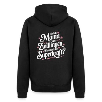 Zwillingsmama Zwillings Mutter, Mama von Zwillinge - Unisex Premium Bio Zip Hoodie - Schwarz - Hinten - Nico (187cm)