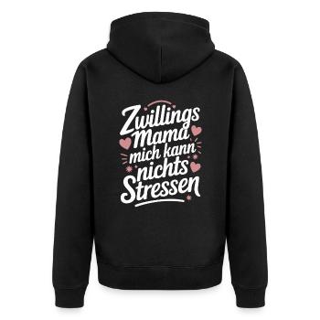 Zwillingsmama Mama von Zwillingen Zwillings Mutter - Unisex Premium Bio Zip Hoodie - Schwarz - Hinten - Nico (187cm)