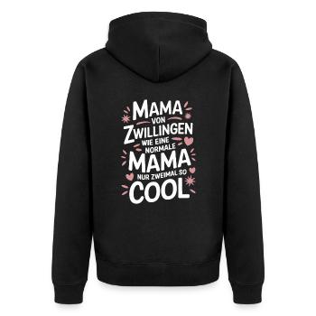 Zwillingsmama Zwillings Mutter Mama von Zwillingen - Unisex Premium Bio Zip Hoodie - Schwarz - Hinten - Nico (187cm)