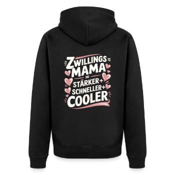 Zwillings Mutter Zwillingsmama Zwillinge Mama - Unisex Premium Bio Zip Hoodie - Schwarz - Hinten - Nico (187cm)