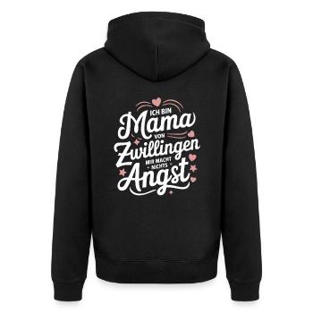 Zwillingsmama Zwillings Mutter Mama von Zwillingen - Unisex Premium Bio Zip Hoodie - Schwarz - Hinten - Nico (187cm)