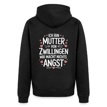 Zwillingsmama Zwillings Mutter Mama von Zwillingen - Unisex Premium Bio Zip Hoodie - Schwarz - Hinten - Nico (187cm)