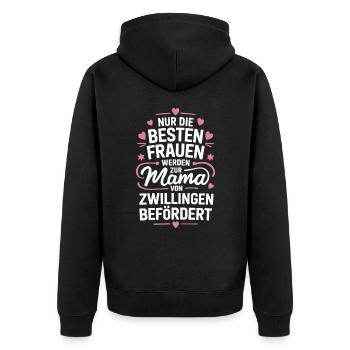 Zwillingsmama Zwillings Mutter, Mama von Zwillinge - Unisex Premium Bio Zip Hoodie - Schwarz - Hinten - Nico (187cm)