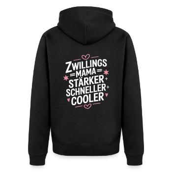 Zwillings Mutter Zwillingsmama Zwillinge Mama - Unisex Premium Bio Zip Hoodie - Schwarz - Hinten - Nico (187cm)