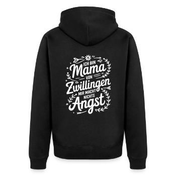 Zwillingsmama Zwillings Mutter Mama von Zwillingen - Unisex Premium Bio Zip Hoodie - Schwarz - Hinten - Nico (187cm)