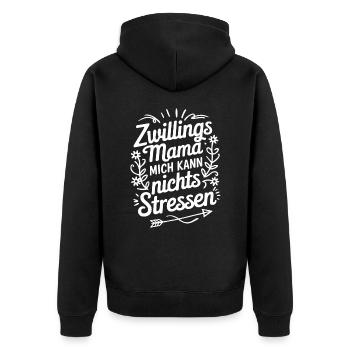 Zwillingsmama Mama von Zwillingen Zwillings Mutter - Unisex Premium Bio Zip Hoodie - Schwarz - Hinten - Nico (187cm)