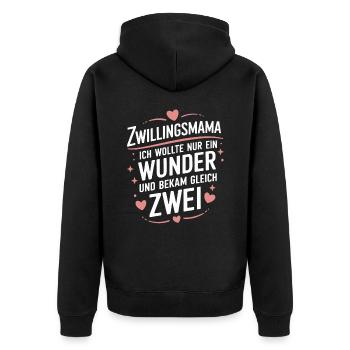 Zwillings Mutter Zwillingsmam - Unisex Premium Bio Zip Hoodie - Schwarz - Hinten - Nico (187cm)