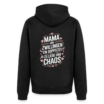 Mama von Zwillingen Zwillingsmama Zwillings Mutter - Unisex Premium Bio Zip Hoodie - Schwarz - Hinten - Nico (187cm)