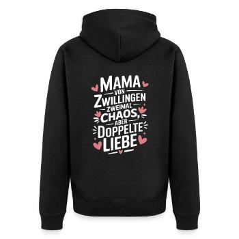 Mama von Zwillingen Zwillings Mutter Zwillingsmama - Unisex Premium Bio Zip Hoodie - Schwarz - Hinten - Nico (187cm)
