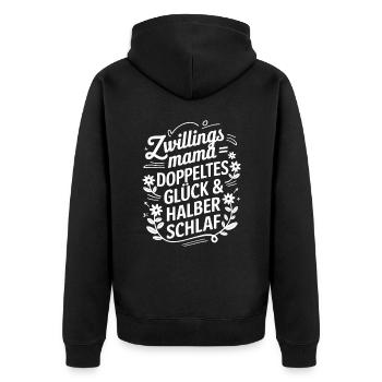 Zwillingsmutter Twin Mom Mama von Zwillingen - Unisex Premium Bio Zip Hoodie - Schwarz - Hinten - Nico (187cm)