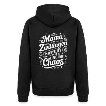 Mama von Zwillingen Zwillingsmama Zwillings Mutter - Unisex Premium Bio Zip Hoodie - Schwarz - Hinten - Nico (187cm)