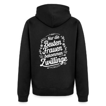 Mama von Zwillingen Zwillingsmama Zwillings Mutter - Unisex Premium Bio Zip Hoodie - Schwarz - Hinten - Nico (187cm)