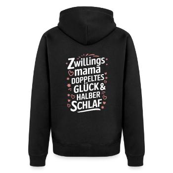 Zwillingsmutter Twin Mom Mama von Zwillingen - Unisex Premium Bio Zip Hoodie - Schwarz - Hinten - Nico (187cm)