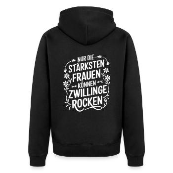 Twin Mom Zwillingsmutter Mama von Zwillingen - Unisex Premium Bio Zip Hoodie - Schwarz - Hinten - Nico (187cm)