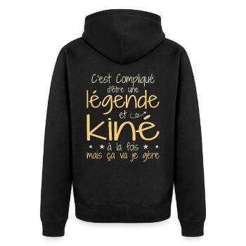 A legend and physiotherapist - Unisex Premium Organic Zip Hoodie - black - Back - Nico (187cm)