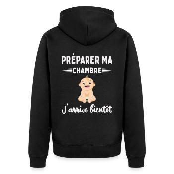 Cadeau Annonce De Grossesse Future Maman Enceinte - Veste à capuche bio Premium Unisexe - noir - Dos - Nico (187cm)