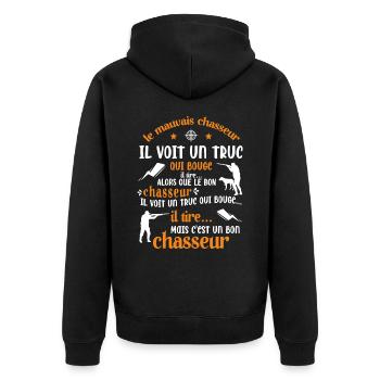 Bon Chasseur Humour Cadeau - Veste à capuche bio Premium Unisexe - noir - Dos - Nico (187cm)