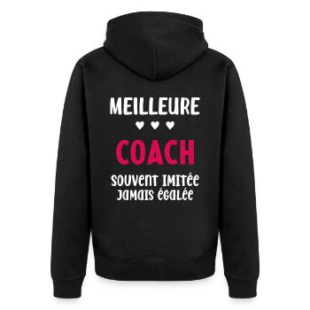Femme Meilleure Coach Humour entraineuse Cadeau - Veste à capuche bio Premium Unisexe - noir - Dos - Nico (187cm)