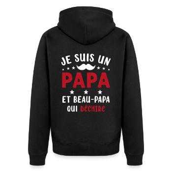 je suis un Papa et un Beau-Papa qui déchire - Veste à capuche bio Premium Unisexe - noir - Dos - Nico (187cm)