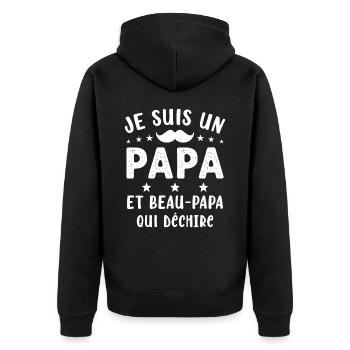 je suis un Papa et un Beau-Papa qui déchire - Veste à capuche bio Premium Unisexe - noir - Dos - Nico (187cm)