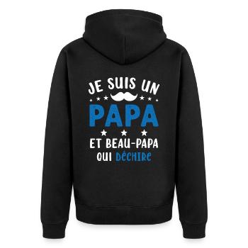 je suis un Papa et un Beau-Papa qui déchire - Veste à capuche bio Premium Unisexe - noir - Dos - Nico (187cm)