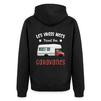 Les Vrais Mecs Trient Des Caravanes - Veste à capuche bio Premium Unisexe - noir - Dos - Nico (187cm)