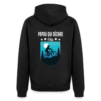 Papou Qui Déchire À Vélo - Veste à capuche bio Premium Unisexe - noir - Dos - Nico (187cm)