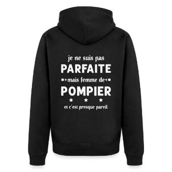 pas parfaite mais femme de pompier - Veste à capuche bio Premium Unisexe - noir - Dos - Nico (187cm)