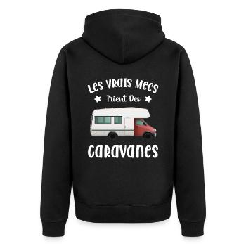 Les Vrais Mecs Trient Des Caravanes - Veste à capuche bio Premium Unisexe - noir - Dos - Nico (187cm)