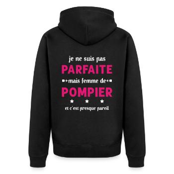 pas parfaite mais femme de pompier - Veste à capuche bio Premium Unisexe - noir - Dos - Nico (187cm)