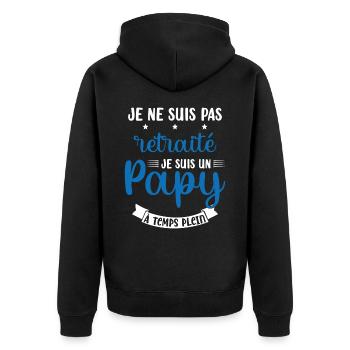 Je ne suis pas Retraité je suis un Papy - Veste à capuche bio Premium Unisexe - noir - Dos - Nico (187cm)