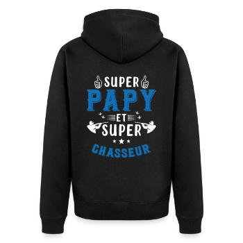 Super papy et Super Chasseur - Veste à capuche bio Premium Unisexe - noir - Dos - Nico (187cm)