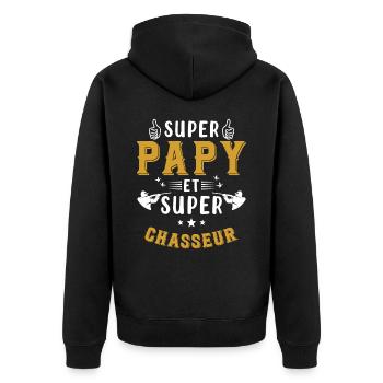 Super papy et Super Chasseur - Veste à capuche bio Premium Unisexe - noir - Dos - Nico (187cm)