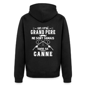 Un vrai Grand Père Pêcheur - Veste à capuche bio Premium Unisexe - noir - Dos - Nico (187cm)