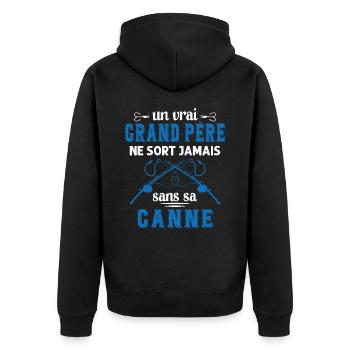 Un vrai Grand Père Pêcheur - Veste à capuche bio Premium Unisexe - noir - Dos - Nico (187cm)