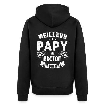 Meilleur Papy Breton du Monde - Veste à capuche bio Premium Unisexe - noir - Dos - Nico (187cm)