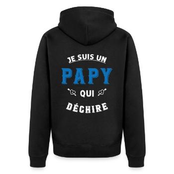 Je suis un papy qui déchire - Veste à capuche bio Premium Unisexe - noir - Dos - Nico (187cm)