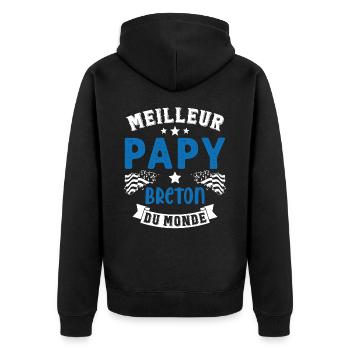 Meilleur Papy Breton du Monde - Veste à capuche bio Premium Unisexe - noir - Dos - Nico (187cm)