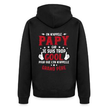 Papy car je suis trop cool / humour grand-père - Veste à capuche bio Premium Unisexe - noir - Dos - Nico (187cm)