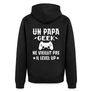 Un Papa Geek Ne Vieillit Pas Il Level Up - Veste à capuche bio Premium Unisexe - noir - Dos - Nico (187cm)