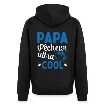 Cadeau Papa pêcheur cadeau fête des pères - Veste à capuche bio Premium Unisexe - noir - Dos - Nico (187cm)