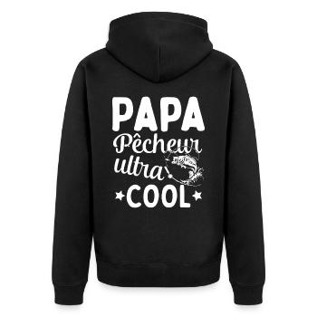 Cadeau Papa pêcheur cadeau fête des pères - Veste à capuche bio Premium Unisexe - noir - Dos - Nico (187cm)