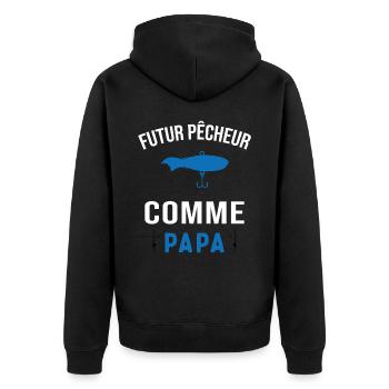 Futur pêcheur comme papa humour cadeau pêcheur - Veste à capuche bio Premium Unisexe - noir - Dos - Nico (187cm)