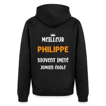 Homme humour prénom super meilleur philippe - Veste à capuche bio Premium Unisexe - noir - Dos - Nico (187cm)