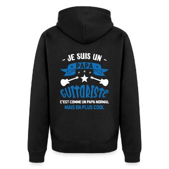 Papa Guitariste Idée Originale Fêtes des Pères - Veste à capuche bio Premium Unisexe - noir - Dos - Nico (187cm)