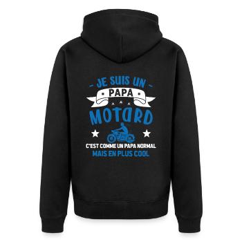 Je Suis Un Papa Motard Cool Humour Moto - Veste à capuche bio Premium Unisexe - noir - Dos - Nico (187cm)
