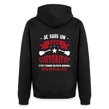 Papa Guitariste Idée Originale Fêtes des Pères - Veste à capuche bio Premium Unisexe - noir - Dos - Nico (187cm)