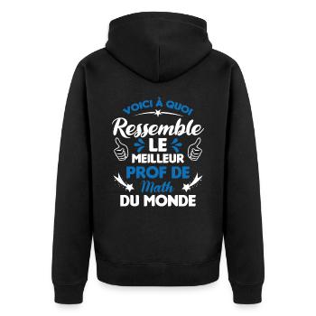 Voici Le meilleur Prof de Math du monde - Veste à capuche bio Premium Unisexe - noir - Dos - Nico (187cm)